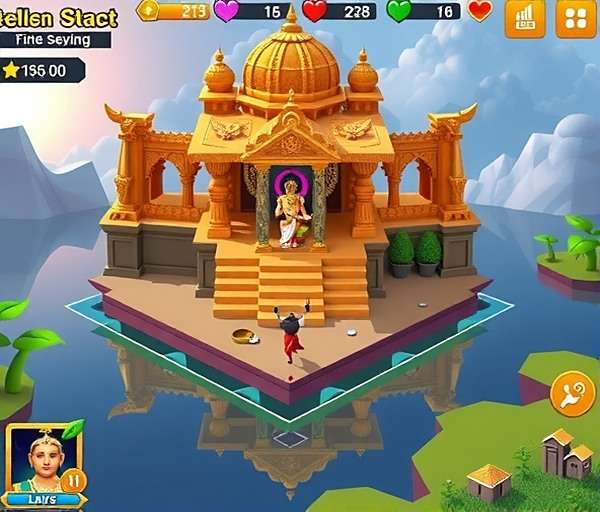 Lakshmi S Loot Legends - Empire Building Lakshmi S Loot Legends gameplay showing temple construction and resource management interface
